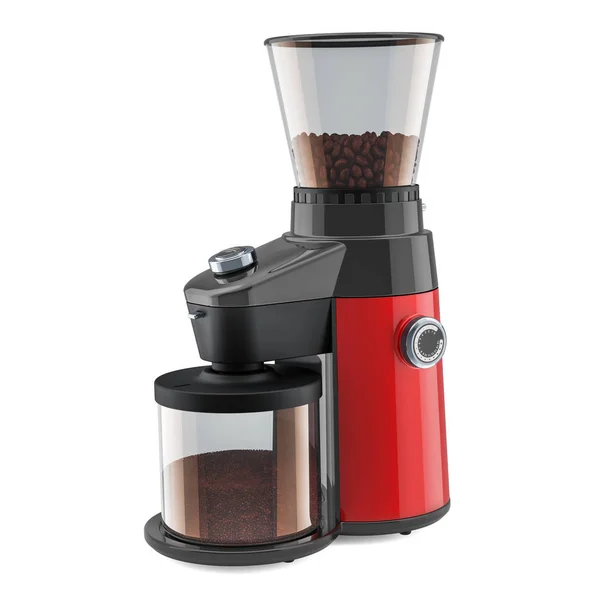 Modern electric coffee grinder with coffee beans, 3D rendering — Stock Photo, Image