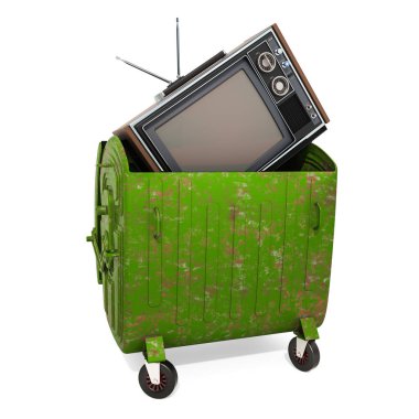 Analog Tv dönemi kavramı, 3d render sonu 