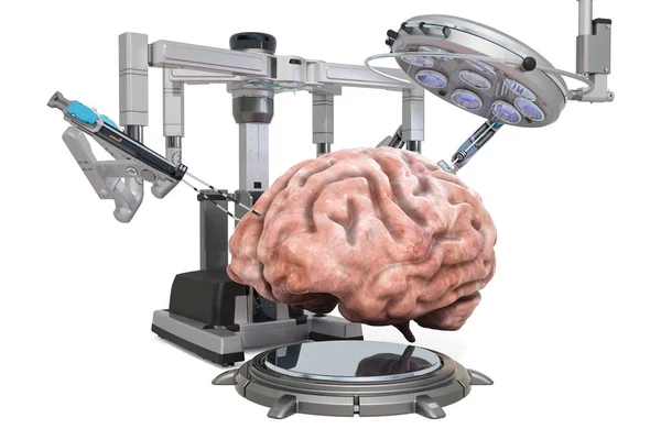 Cirugía robótica del concepto cerebral, representación 3D — Foto de Stock
