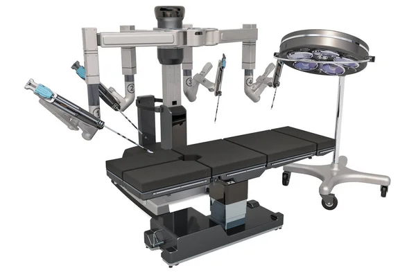 Robotic surgical system with surgical light and operating table, — Stock Photo, Image