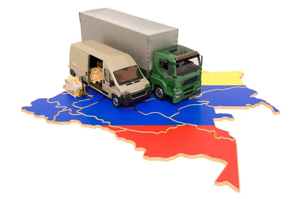 哥伦比亚概念中的运输和交付, 3d 渲染 — 图库照片
