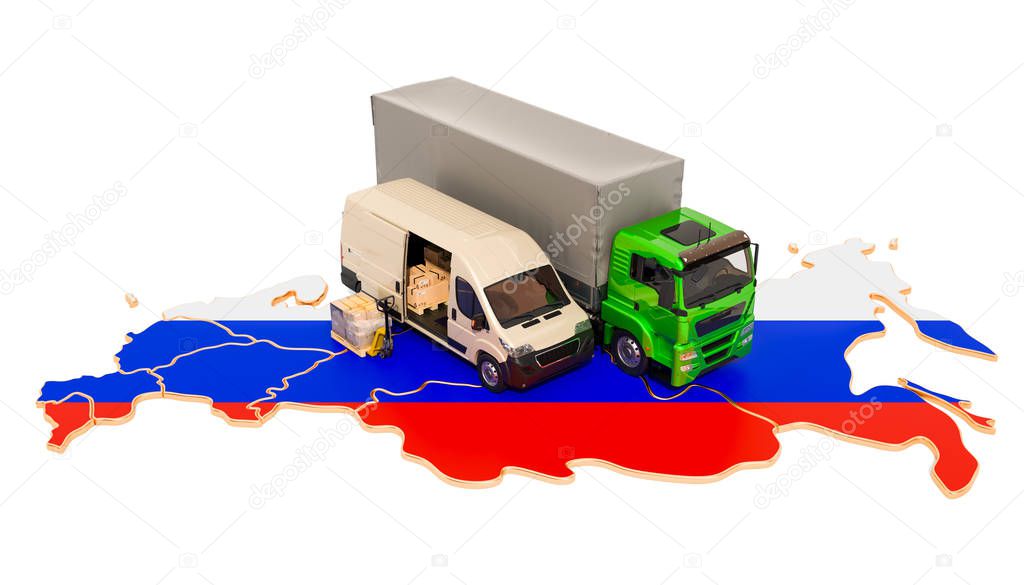 Shipping and Delivery in Russia concept, 3D rendering