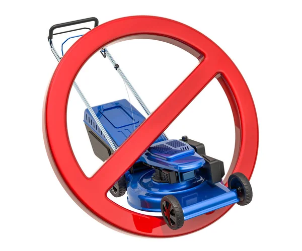 禁止標識、3 d レンダリングの中の芝刈り機 — ストック写真
