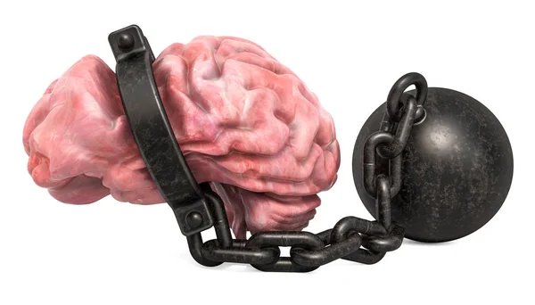 Zincir, 3d render ile beyin — Stok fotoğraf