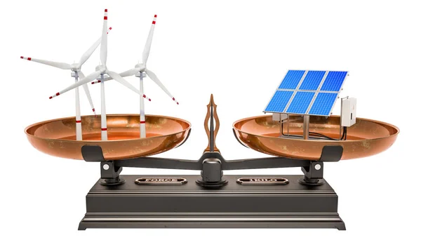 개념, 태양 또는 풍력을 균형. 3 차원 렌더링 — 스톡 사진