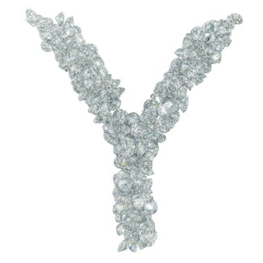 Yazı tipi elmas, elmas Y harfi. 3D render