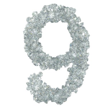 Elmas yazı tipi, elmas 9 numaradan. 3D render