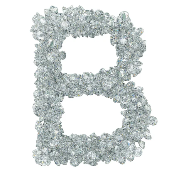 Алмазний шрифт, літера B з діамантів. 3D візуалізація — стокове фото