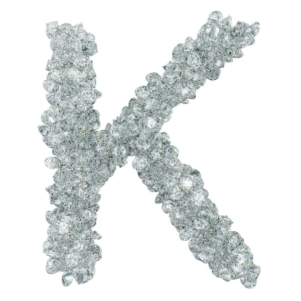 Diamond czcionki, litera K z diamentów. renderowania 3D — Zdjęcie stockowe