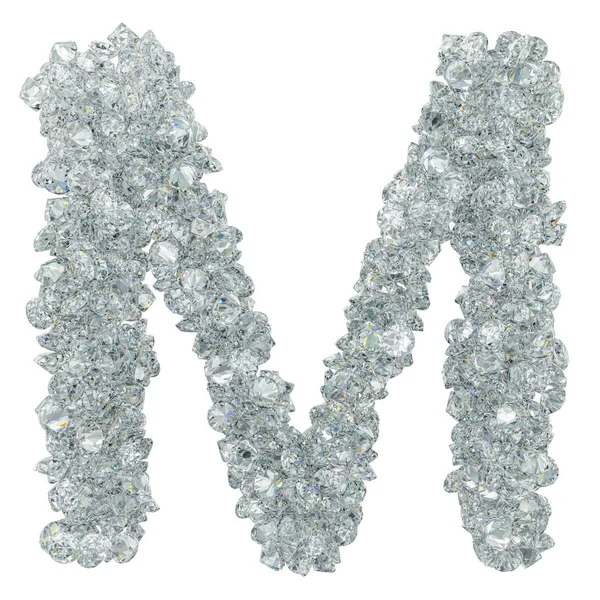 Διαμάντι γραμματοσειρά, γράμμα M από τα διαμάντια. 3D rendering — Φωτογραφία Αρχείου