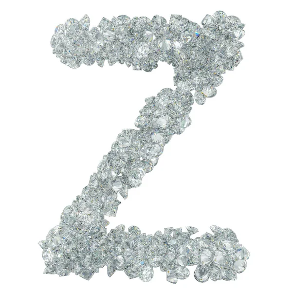 Бриллиантовый шрифт, буква Z из бриллиантов. 3D рендеринг — стоковое фото