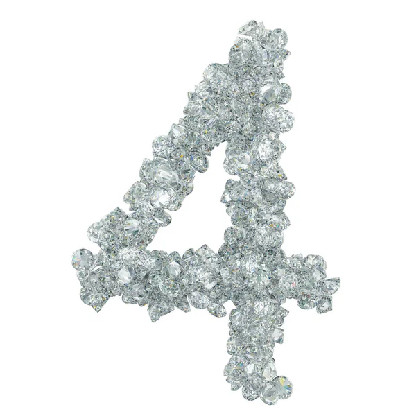 Fonte Diamond, número 4 de diamantes. Renderização 3D — Fotografia de Stock