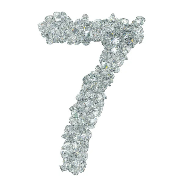 Diamant lettertype, nummer 7 van diamanten. 3D-rendering — Stockfoto