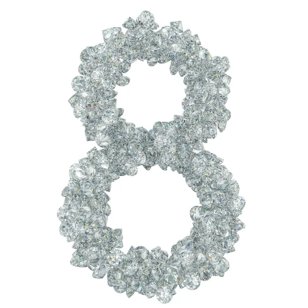 다이아몬드 글꼴, 다이아몬드에서 번호 8입니다. 3 차원 렌더링 — 스톡 사진