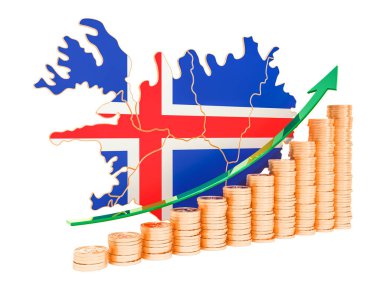 İzlanda kavramı, 3d render ekonomik büyüme