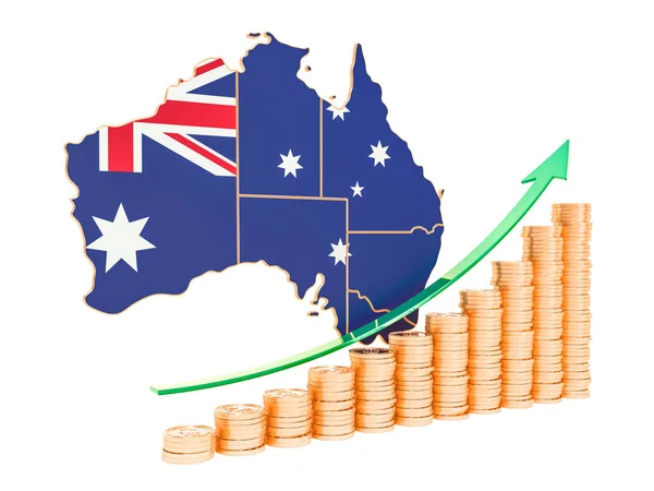 Croissance économique en Australie concept, rendu 3D — Photo