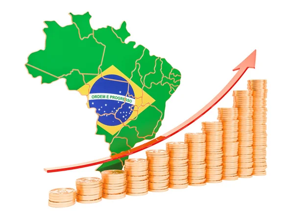 Ekonomiska tillväxten i Brasilien koncept, 3d-rendering — Stockfoto