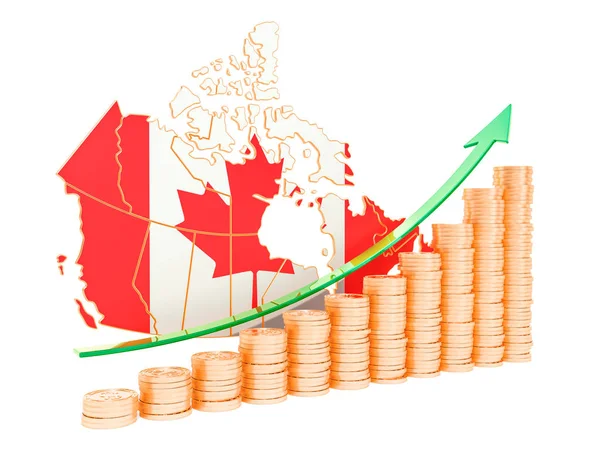 Crecimiento económico en Canadá concepto, representación 3D — Foto de Stock