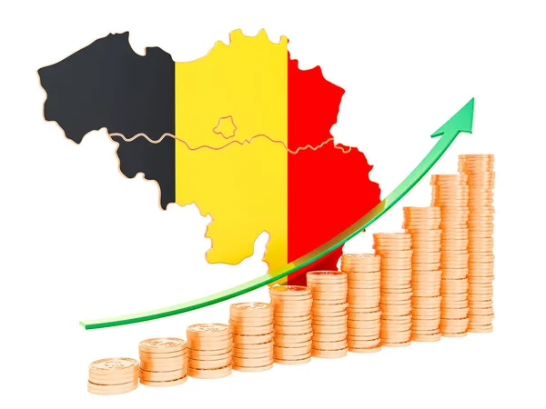 Wzrost gospodarczy w Belgii koncepcja, renderowania 3d — Zdjęcie stockowe