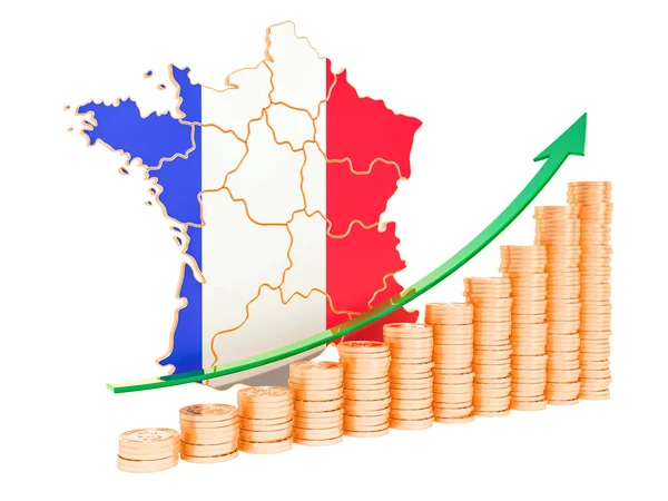 Crescimento econômico na França conceito, 3D renderização — Fotografia de Stock