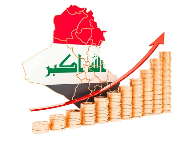 Crecimiento económico en Iraq concepto, representación 3D — Foto de Stock
