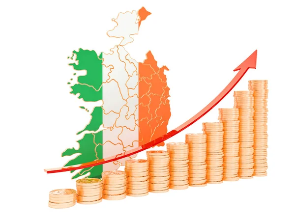 Wzrost gospodarczy w Irlandii koncepcja, renderowania 3d — Zdjęcie stockowe