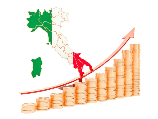 이탈리아 개념, 3d 렌더링에에서 경제 성장 — 스톡 사진