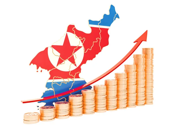北朝鮮の概念、3 d レンダリングの経済成長 — ストック写真