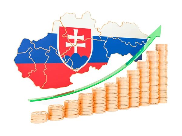 Croissance économique en Slovaquie concept, rendu 3D — Photo