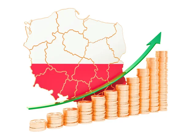 Economische groei in Polen concept, 3D-rendering — Stockfoto