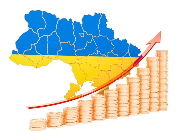 Концепция экономического роста в Украине, 3D рендеринг — стоковое фото