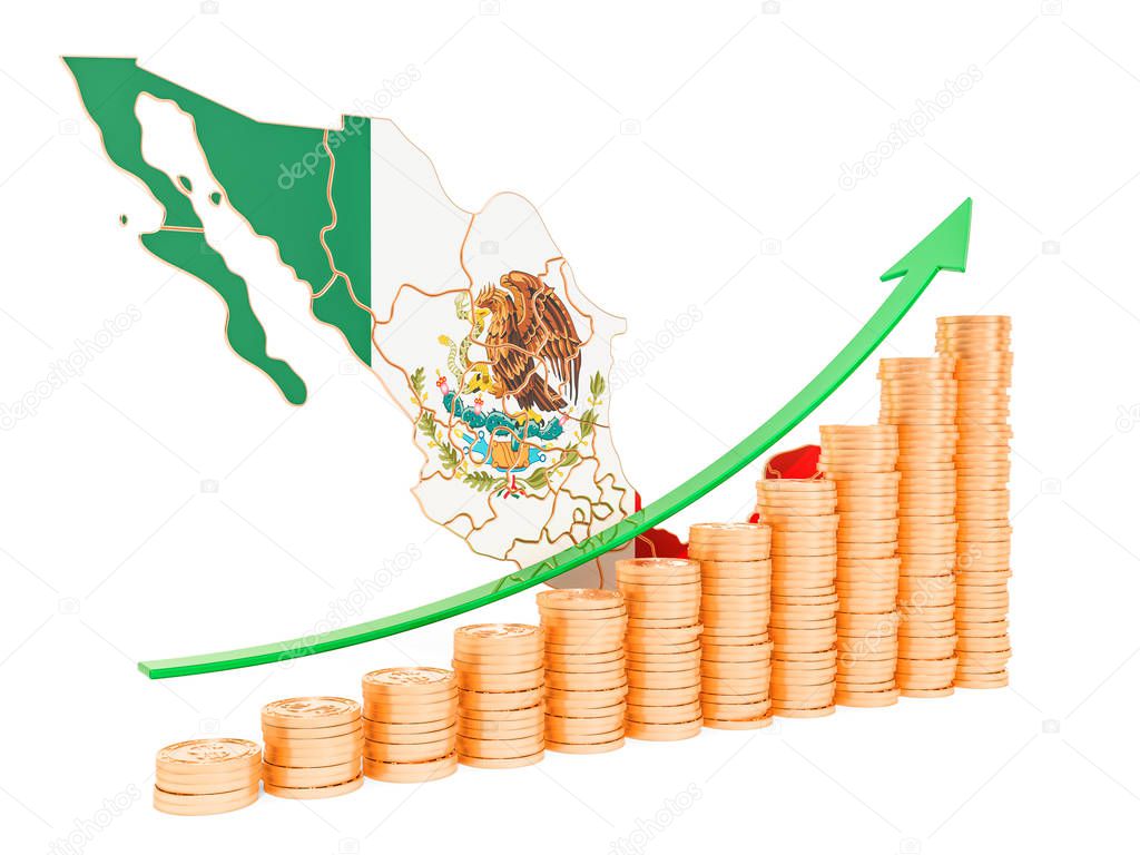 Economic growth in Mexico concept, 3D rendering