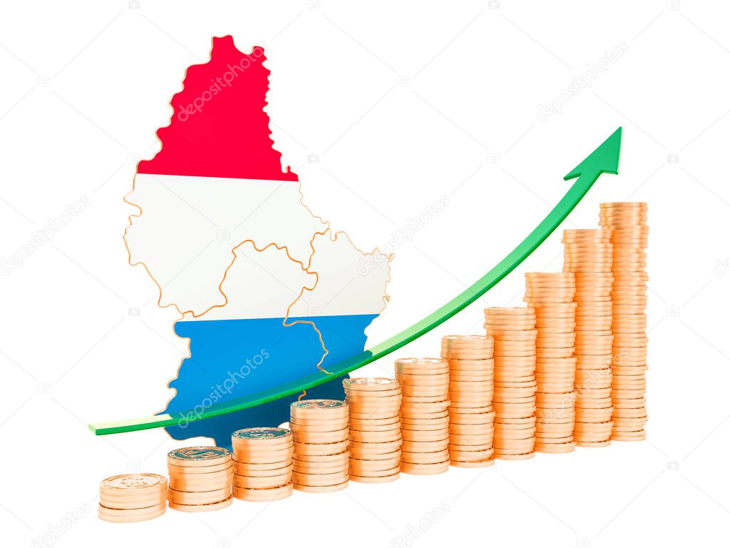 Economic growth in Luxembourg concept, 3D rendering