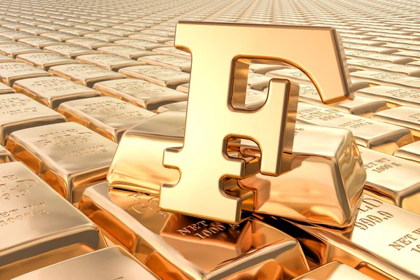 Contexto de lingotes de ouro com símbolo de franco, renderização 3D — Fotografia de Stock