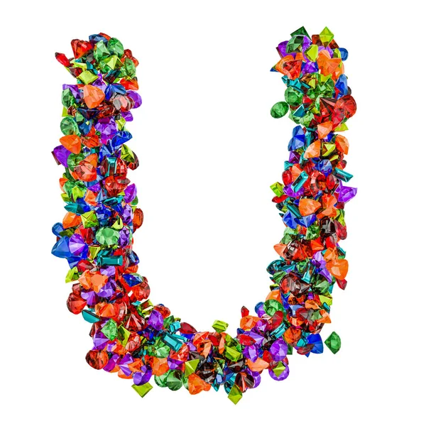 色付きの宝石の文字 U。3d レンダリング — ストック写真