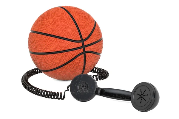 Telefonhörer mit Basketballkorb, 3D-Wiedergabe — Stockfoto