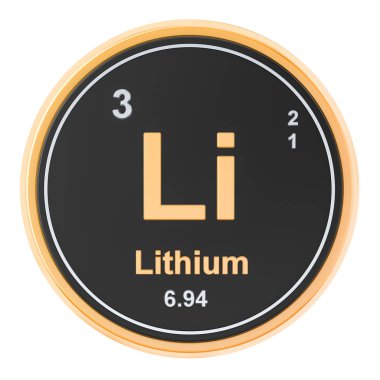 Lityum Li kimyasal element. 3D render