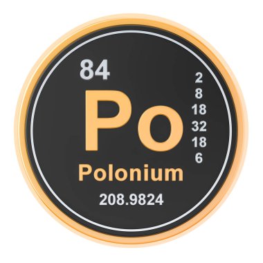 Polonyum Po kimyasal element. 3D render