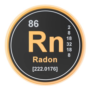 Radon Rn kimyasal element. 3D render