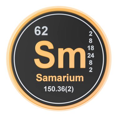 Samaryum Sm kimyasal element. 3D render