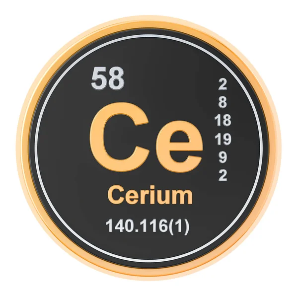 Cerium Ce elemento químico. Renderizado 3D —  Fotos de Stock