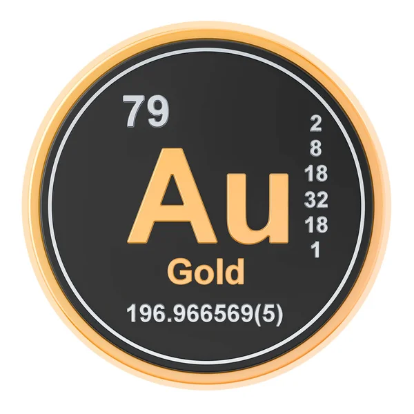 Gold aurum au chemisches Element. 3D-Darstellung — Stockfoto