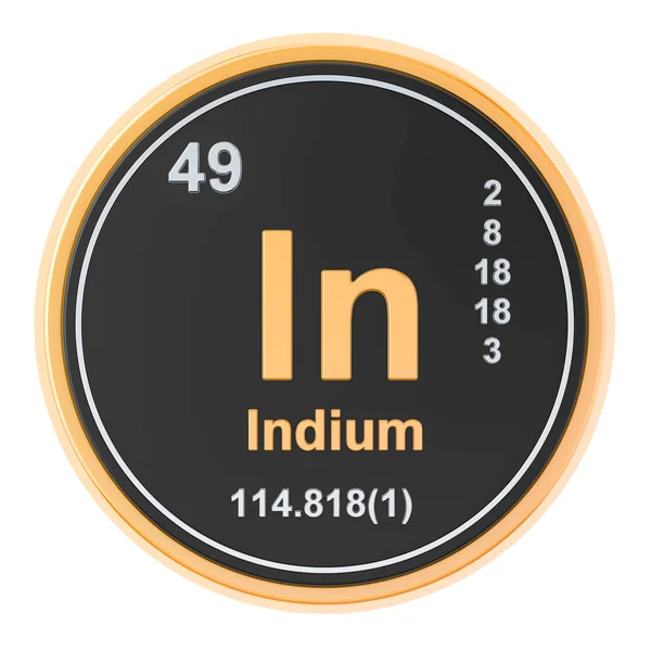 Indium In chemical element. 3D rendering — Stock Photo, Image