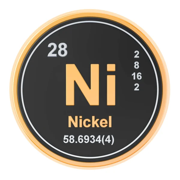 Химический элемент никеля Ни. 3D рендеринг — стоковое фото