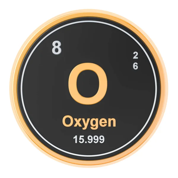 氧, O 化学元素。3d 渲染 — 图库照片