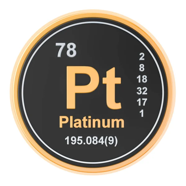 Platinum Pt elemento químico. Renderização 3D — Fotografia de Stock