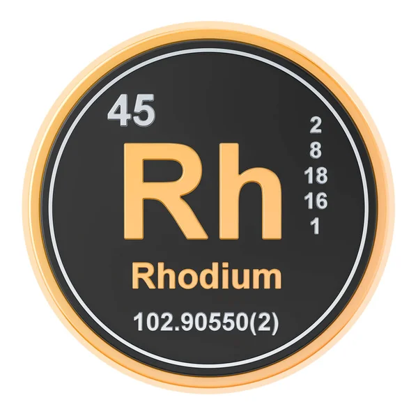 Elemento químico Rhodium Rh. Renderizado 3D — Foto de Stock