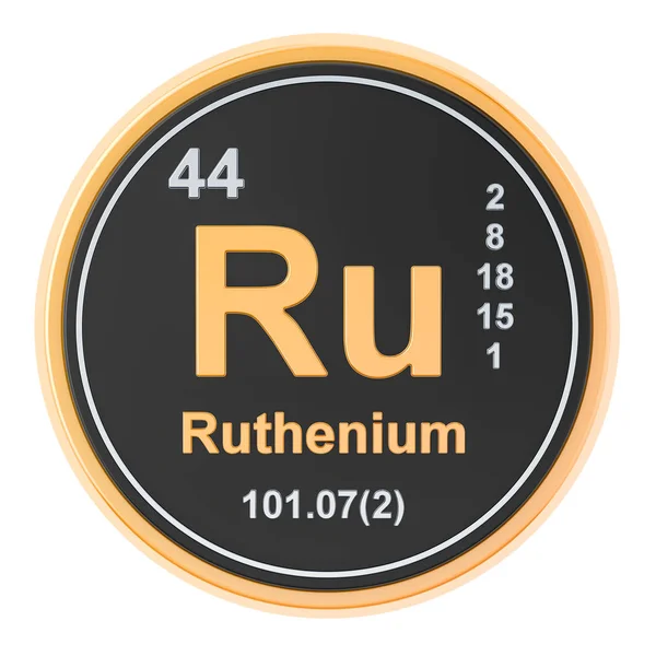 Rutenium Ru grundämne. 3D-rendering — Stockfoto
