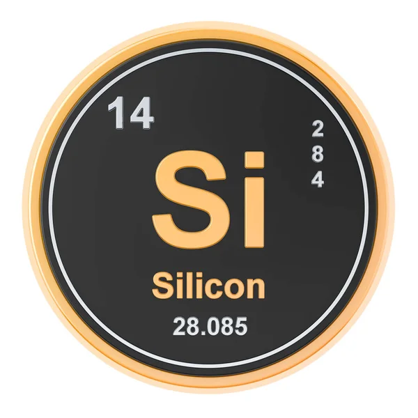 Elemento chimico del silicio Si. Rendering 3D — Foto Stock