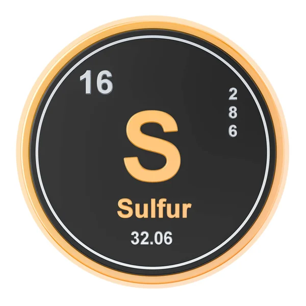 องค์ประกอบทางเคมีของกํามะถัน S การแสดงผล 3 มิติ — ภาพถ่ายสต็อก